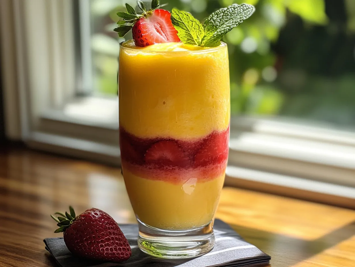 Escape to Paradise: My Mango Strawberry Piña Colada Recipe finished dish