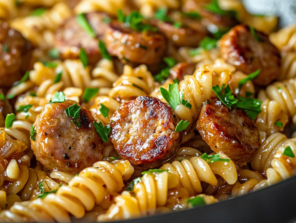 Sticky Honey Garlic Sausage Pasta Skillet: Sweet & Savory Dinner